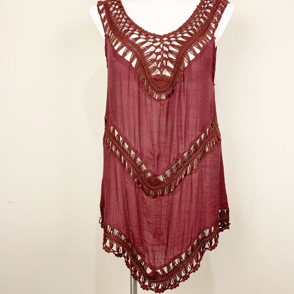 Vivid Importers of NY Burgundy Blouse - Picture 1 of 3